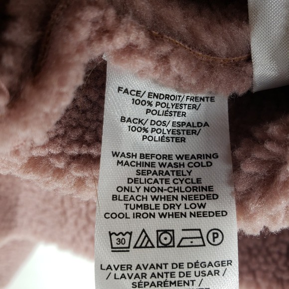 LOFT Faux Suede Aviator Jacket XS Sherpa Moto Asymmetrical Zip Up Mauve Pink - Picture 10 of 10